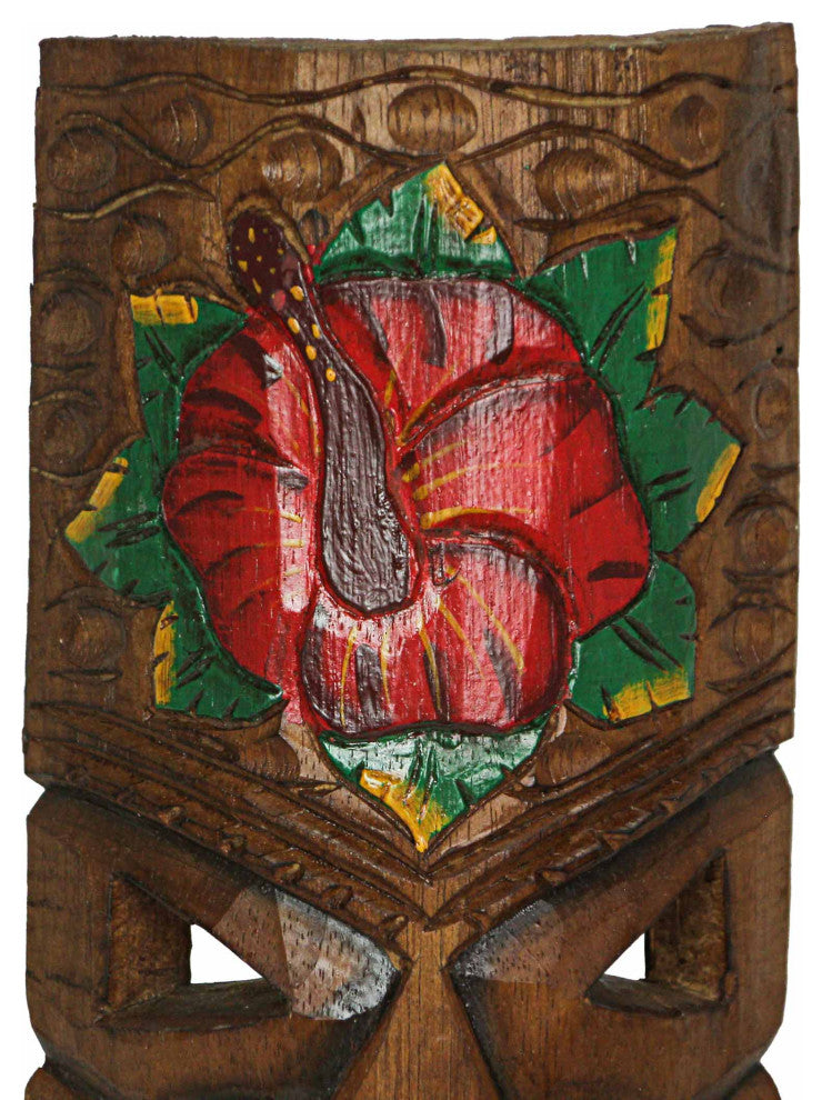 Set of 5 Double Tiki Mask Totem Wall Decor Hand Carved Tribal Sculpture 24 Inch