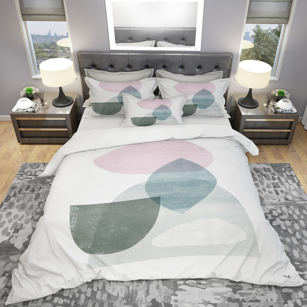 Distressed Dream I Geometric Duvet Cover Set, Twin