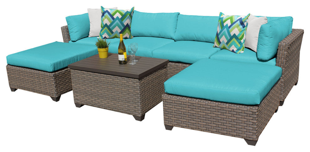 Monterey 7 Piece Outdoor Wicker Patio Furniture Set 07b, Aruba