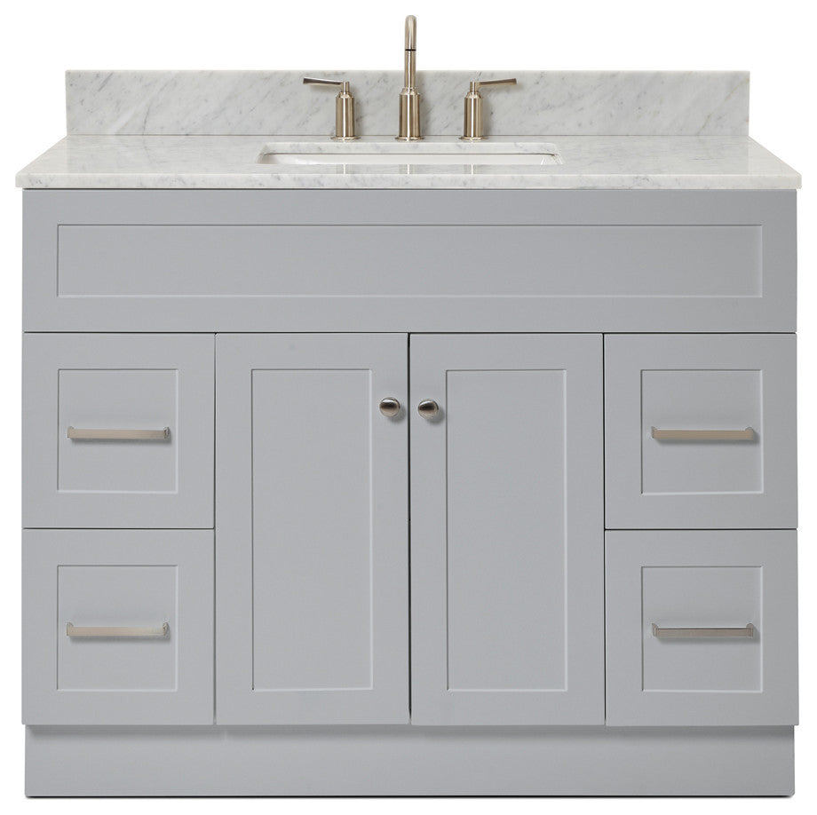 Ariel Hamlet 43" Rectangle Sink Bath Vanity, 0.75" Carrara Marble