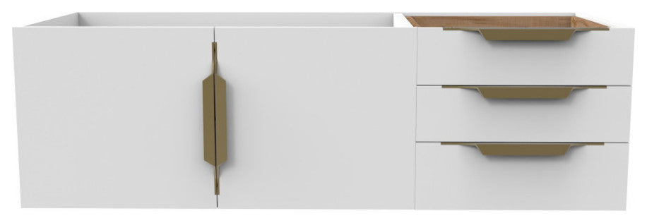 CastelloUSA Alpine 48" Wall Mounted Vanity, Base Only, White, Gold Handles