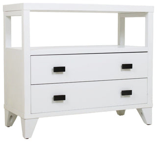 East at Main Wooden 2-Drawer Side Table with Shelf, White