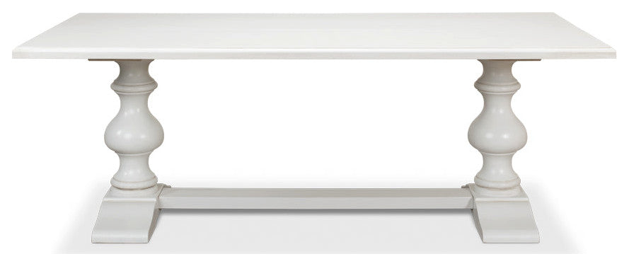 Lionisio Rectangle Trestle Dining Table Cortina White Finish