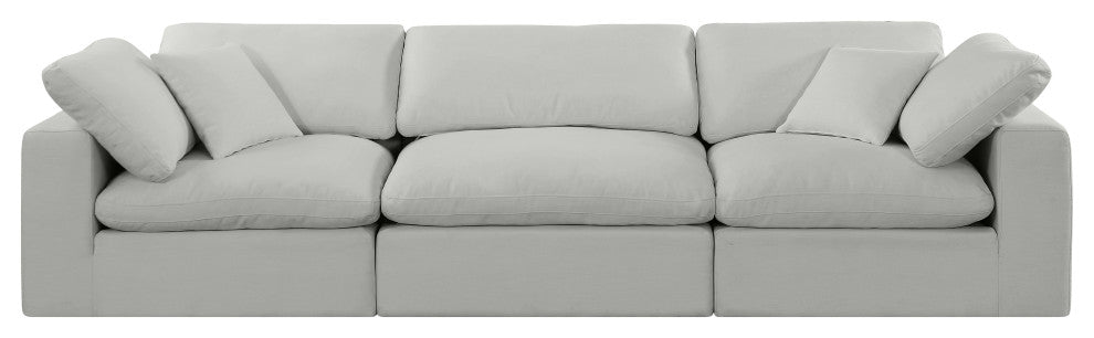 Comfy Upholstered Modular Sofa, Grey, 3-Piece: 1 Armless Chair, 2 Corner Chair, Linen Textured Fabric