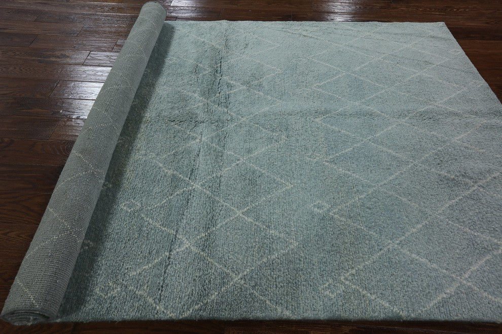 Rabat Moroccan Collection Oriental 6'x8' Blue Wool Hand Knotted Area Rug