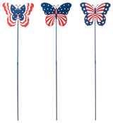 24"H Patriotic Butterflies Yard Stake, 3-Piece Set