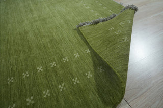 Handmade Wool Green Transitional Solid Rug, 8'x10'