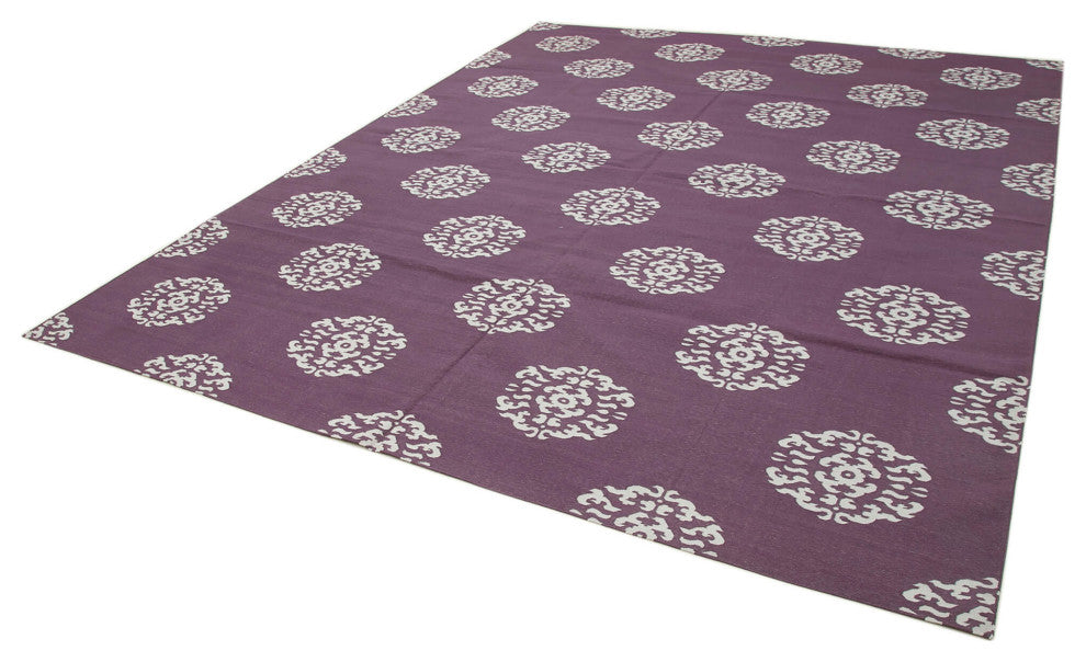 Rug N Carpet - Handmade Wool 9' 3'' x 11' 7'' Geometric Dhurrie Kilim Rug