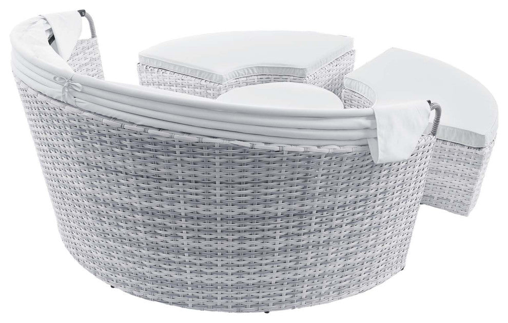 Scottsdale Canopy Sunbrellaï¿½ Outdoor Patio Daybed Light Gray White -4443