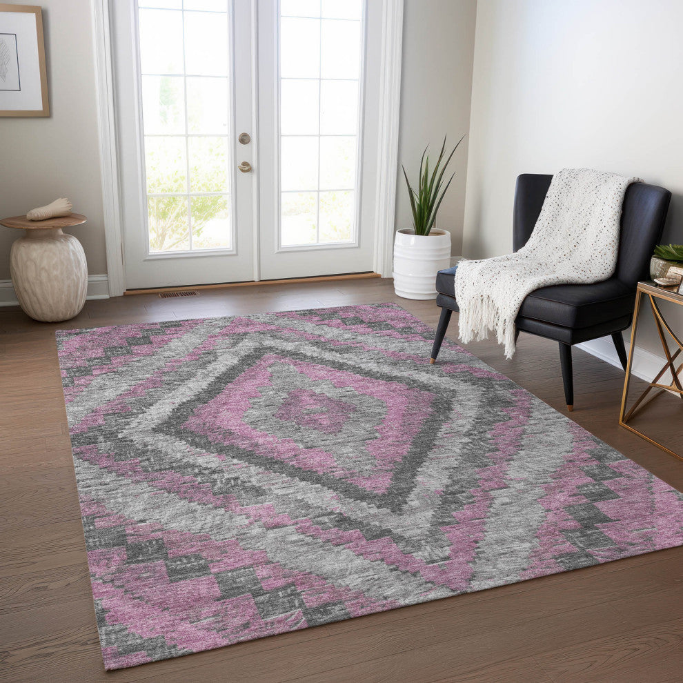 Machine Washable Indoor/Outdoor Chantille ACN1890 Blush 5' x 7'6" Rug
