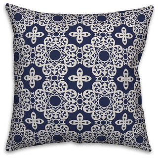 Navy Tile 16x16 Throw Pillow