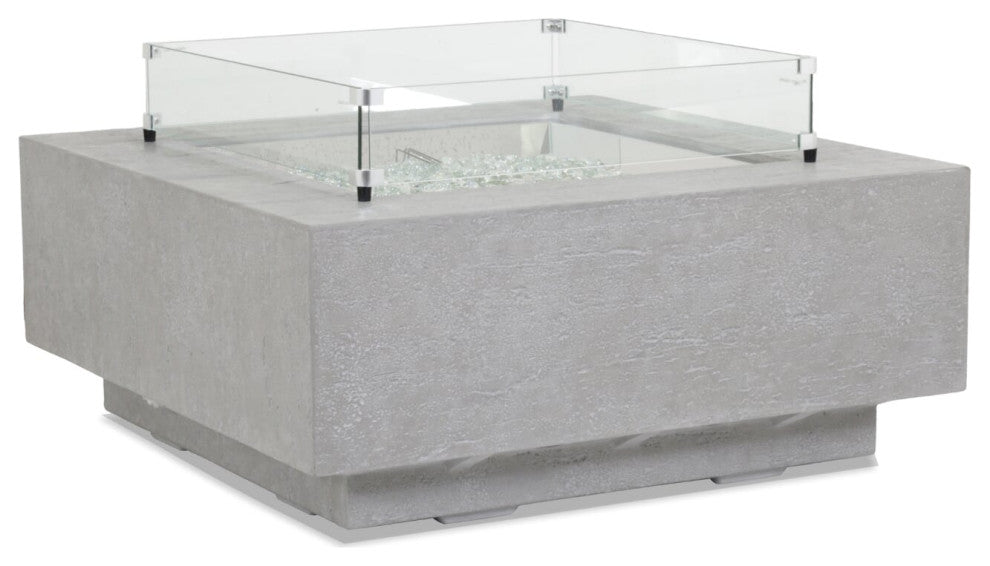 Bazaar Glass Surround Gravelstone Square Outdoor Fire Table