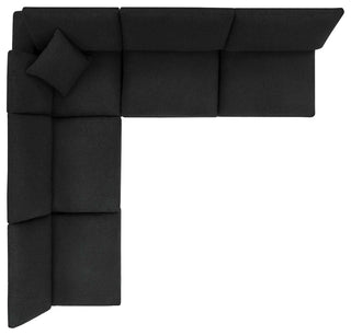 Commix Down Filled Overstuffed Boucle Fabric 5-Piece Sectional Sofa, Black