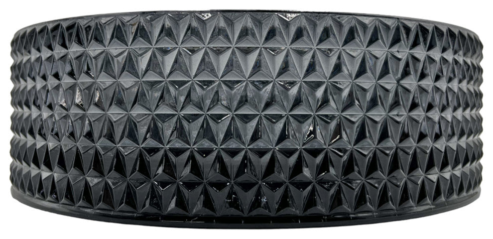 CastelloUSA Scotch Round Glass Crystal Bathroom Vessel Sink Basin, Black, 16"