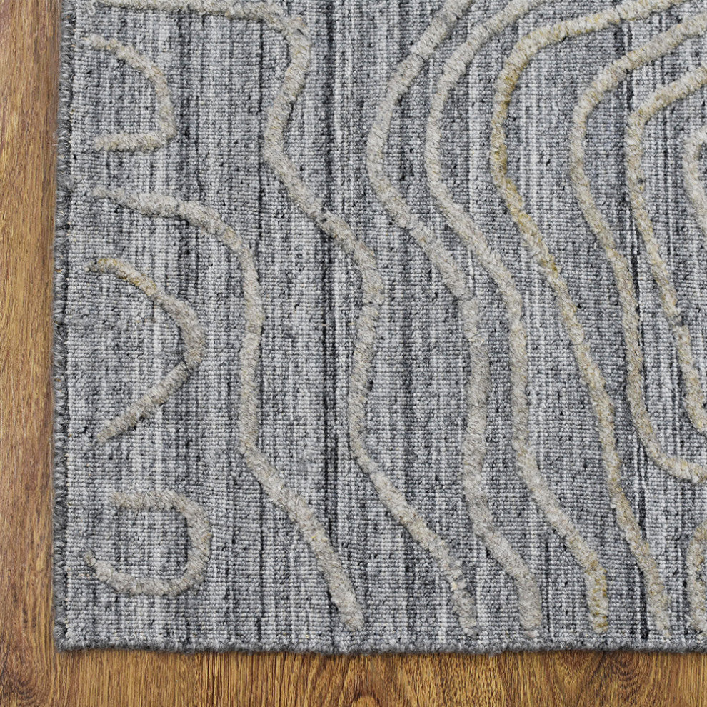 HAND WOVEN FLAT WEAVE KILIM POLYESTER AREA RUGS -Rectangle,Silver,Abstract, [Rectangle] 3'x5'