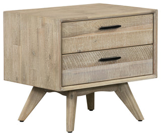 Baly Acacia Mid-Century 2 Drawer Nightstand, Gray Sandblast
