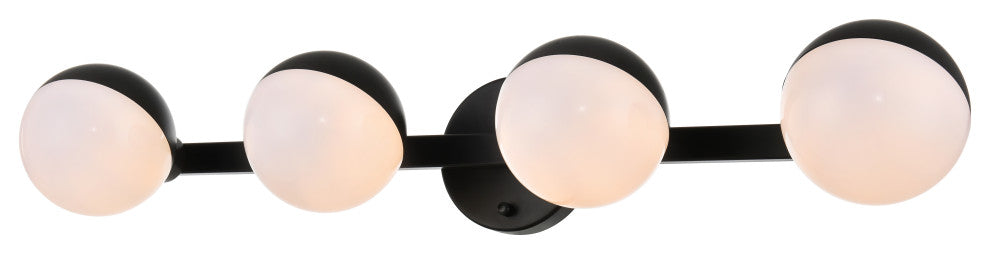 4 Light Black And Frosted White Bath Sconce