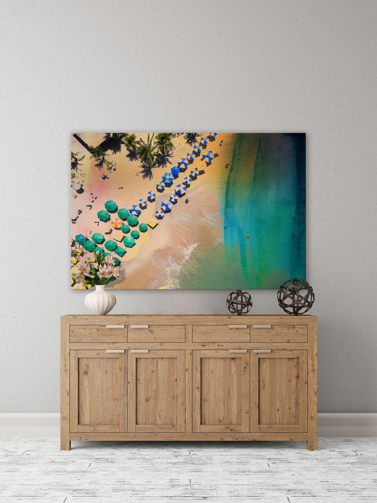 "Umbrella Colors" Painting Print on Wrapped Canvas, 60"x40"