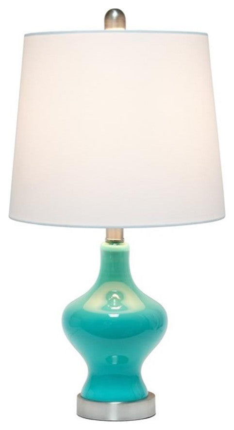 Elegant Designs Glass Gourd Shaped Table Lamp, Teal