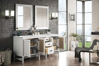 Addison 72" Double Vanity Cabinet, Glossy White, Ethereal Noctis, Three-Hole