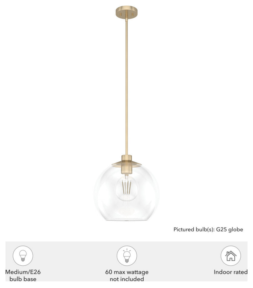 Xidane Alturas Gold, Clear Glass 1-Light Pendant