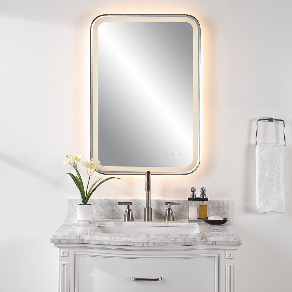 Uttermost 09861 Crofton Lighted Black Vanity Mirror