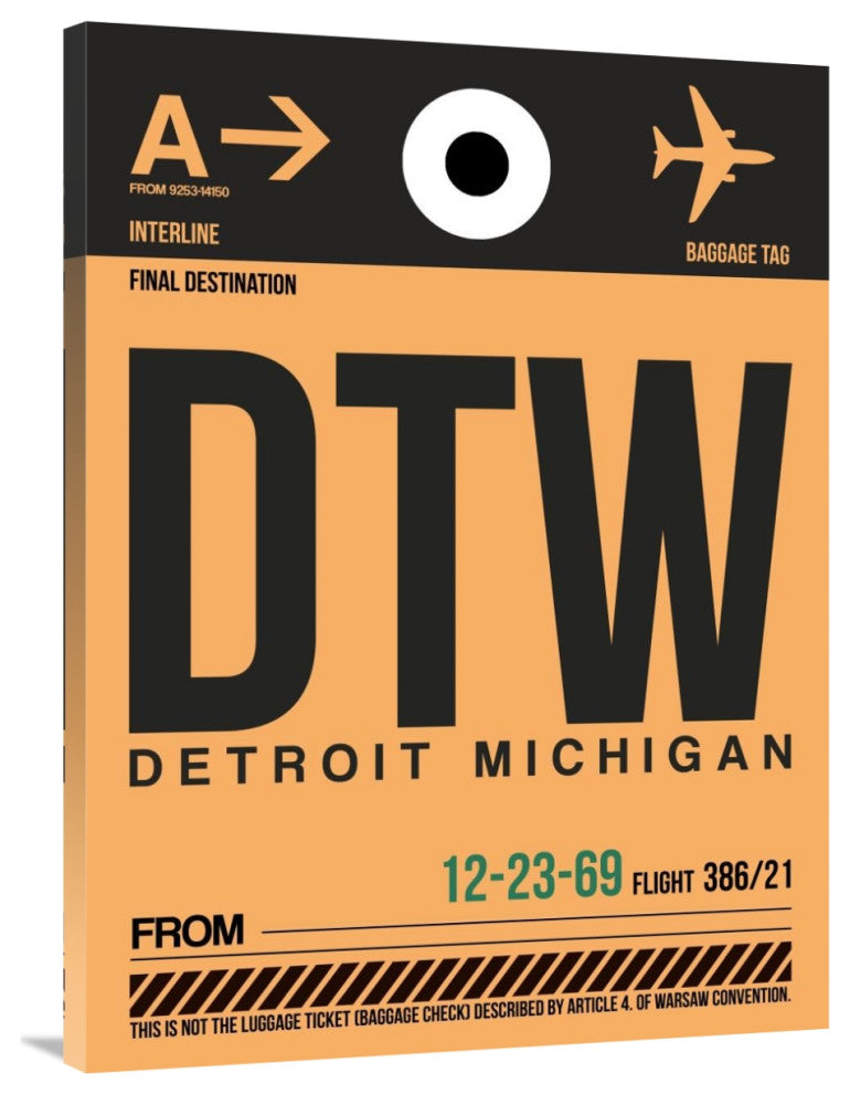 "DTW Detroit  Luggage Tag 1" Fine Art Print