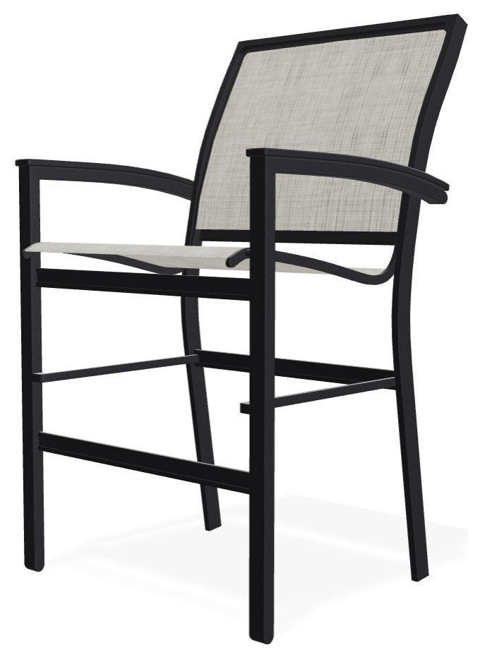 Bazza Sling Balcony Height Stackable Outdoor Stool, Smoke/Black