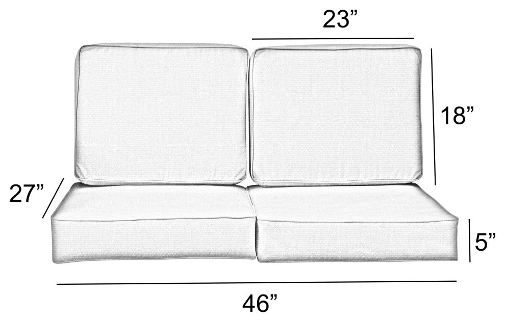 Gardenia Seaglass Outdoor/Indoor Loveseat Cushion Set, Blue, 27"x23"x5"