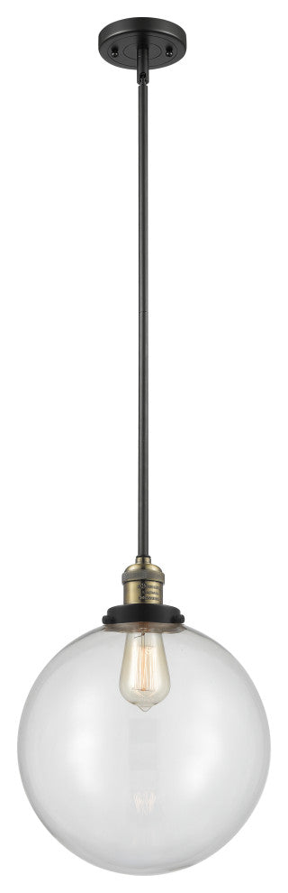 Beacon Mini Pendant, Black Antique Brass, Clear