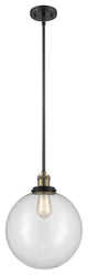 Beacon Mini Pendant, Black Antique Brass, Clear