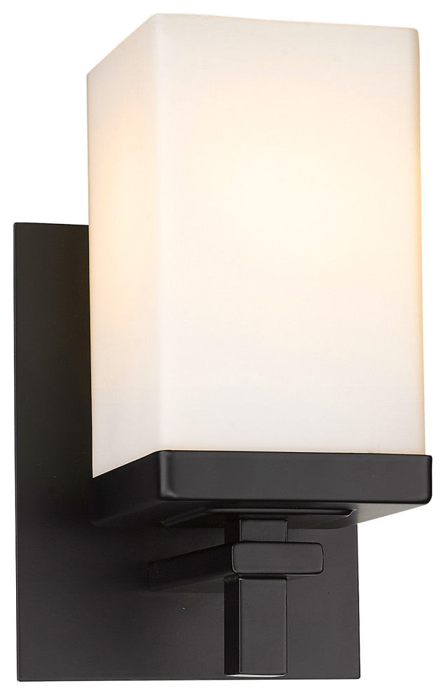 Golden Lighting DDDD-BA1 Maddox 8" Tall Bathroom Sconce - Matte Black / Opal