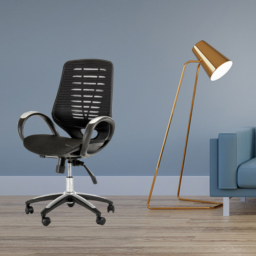 HomeRoots 41" Black Plastic and Steel Office Chair