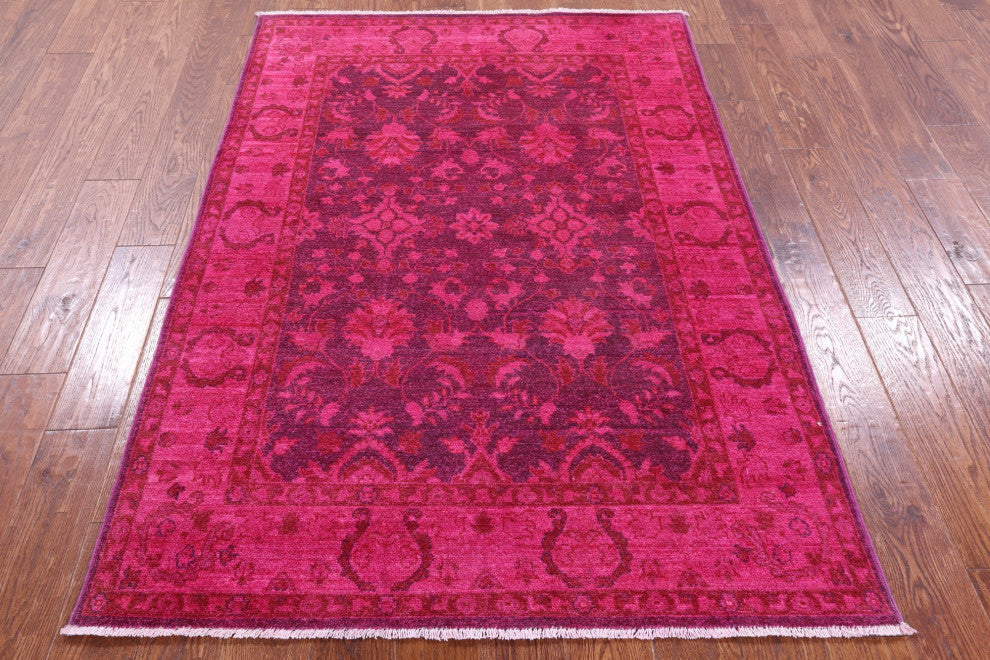 Handmade Full Pile Overdyed Wool Rug 4' 4" X 5' 11" - Q12726