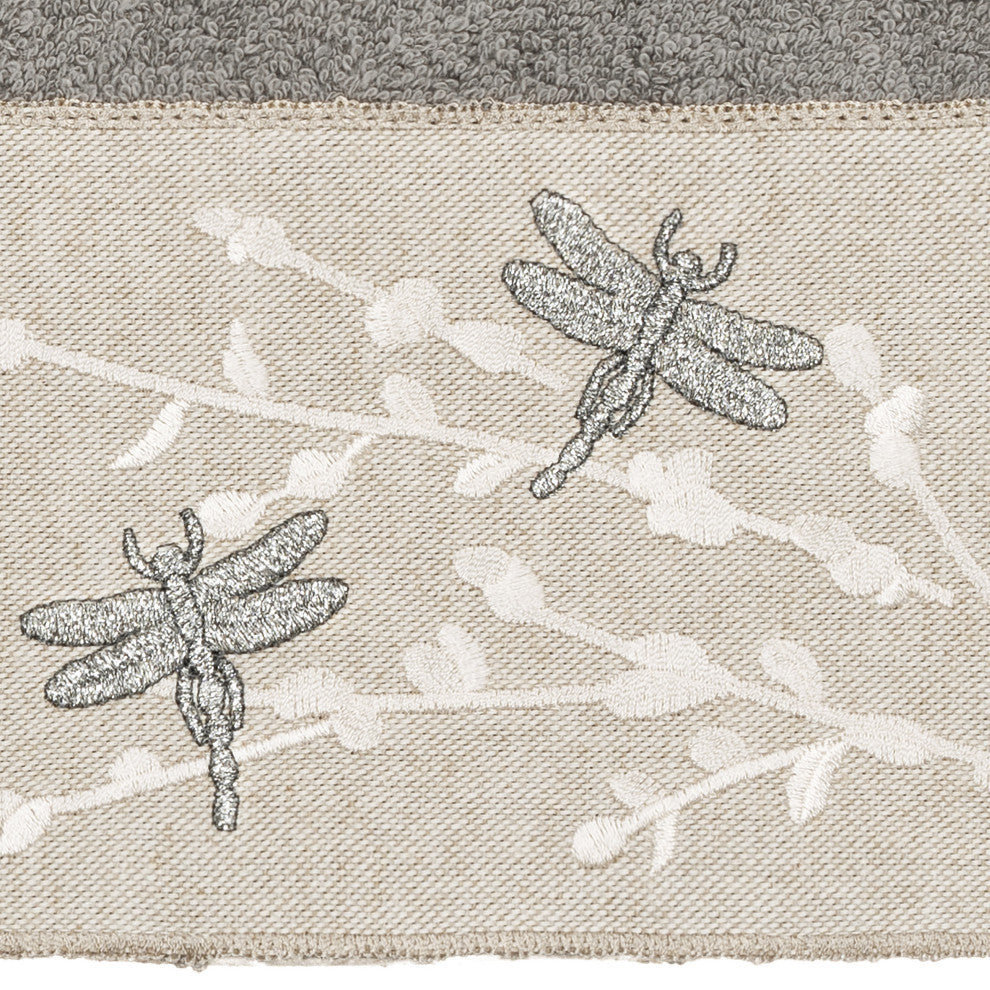 Linum Home Turkish Cotton Braelyn 3-Piece Embellished Towel Set, Dark Gray
