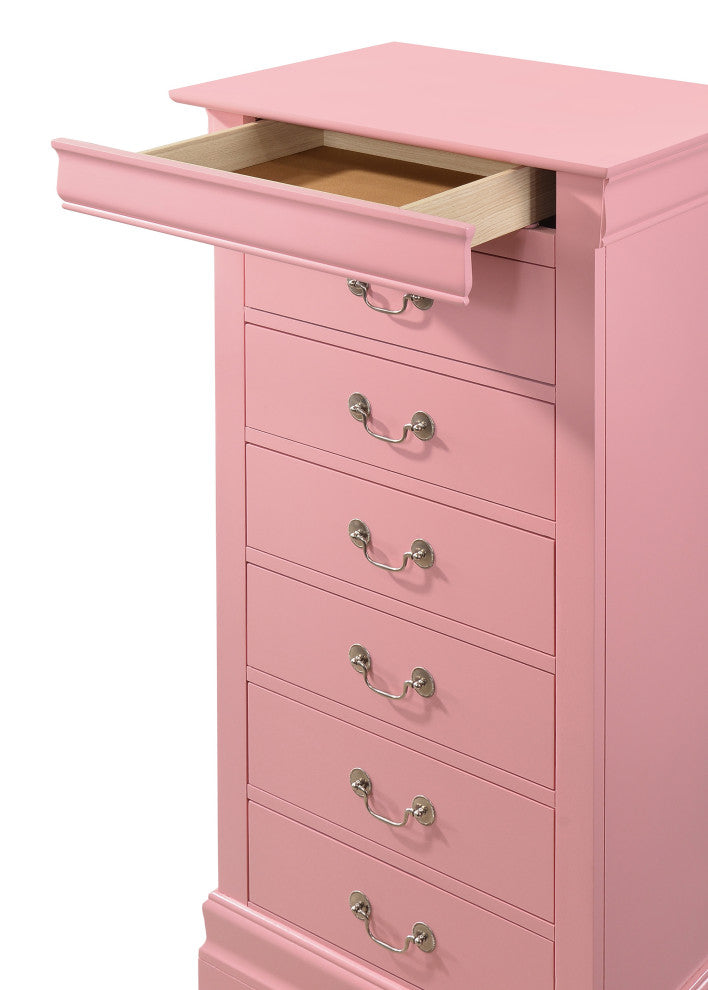 Louis Phillipe Pink 7 Drawer Chest of Drawers, 22, L. X 16, W. X 51, H.