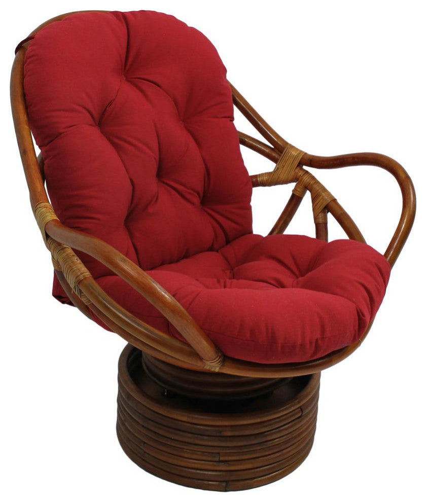 48"x24" Solid Twill Swivel Rocker Cushion, Ruby Red