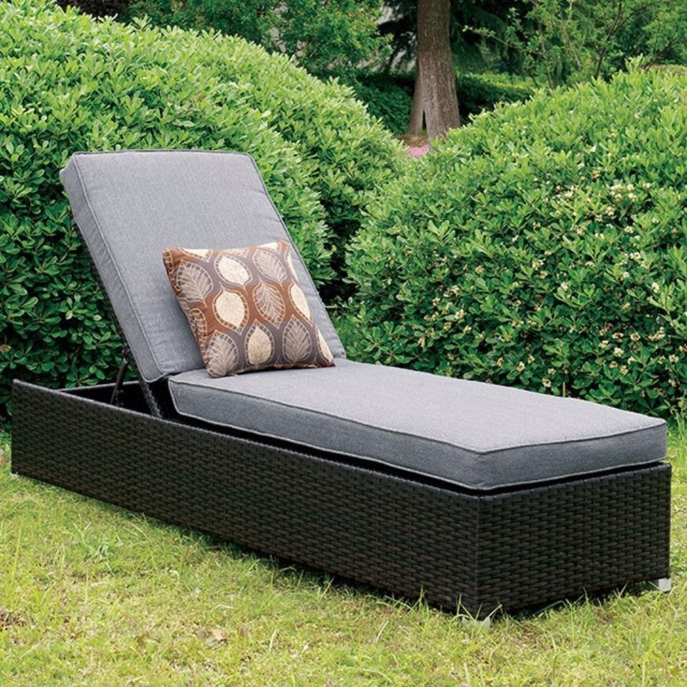 Patio Chaise With Pillow, Gray/Brown