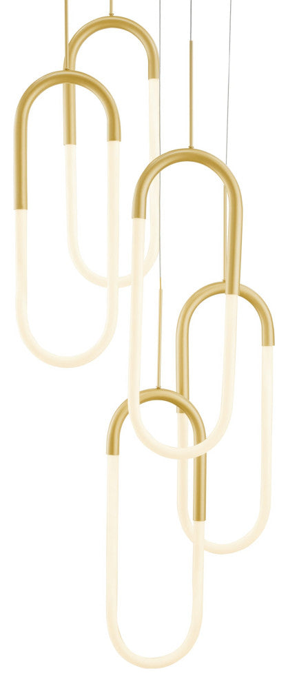 Five Clips Dimmable Integrated LED Chandelier, Sandy Gold, Smart Dimmer Included