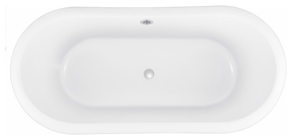59" Acrylic Roll-Top Clawfoot Non-Whirlpool Bathtub, Gray