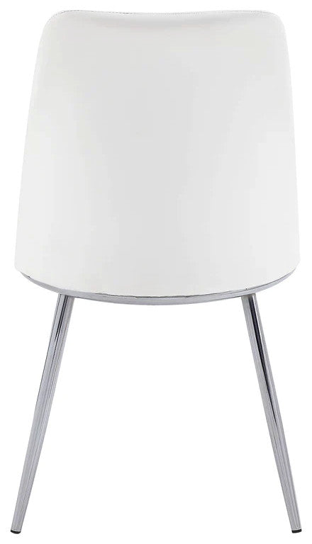 Benzara BM204481 Leatherette Metal Side Chair with Angled Legs, Set of 2, White