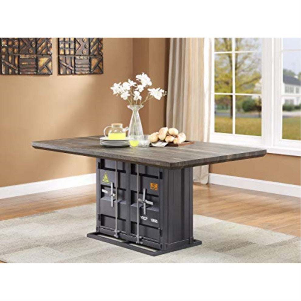 Dining Table Antique Walnut and Gunmetal