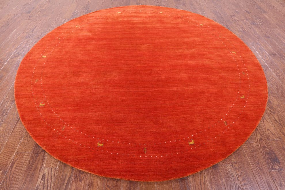 10' Round Persian Gabbeh Hand Knotted Wool Rug - Q15108