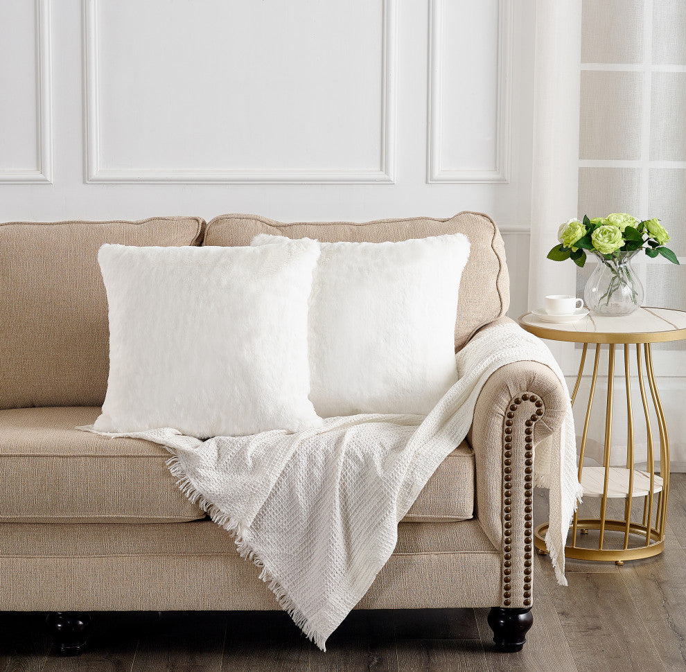 Heavy Faux Fur Throw Pillow Covers 2pcs Set, Erget, 20''x20''