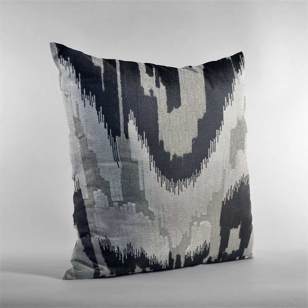 Plutus Velvet Glamour Black, Gray, Cream Handmade Luxury Pillow, 20"x26"