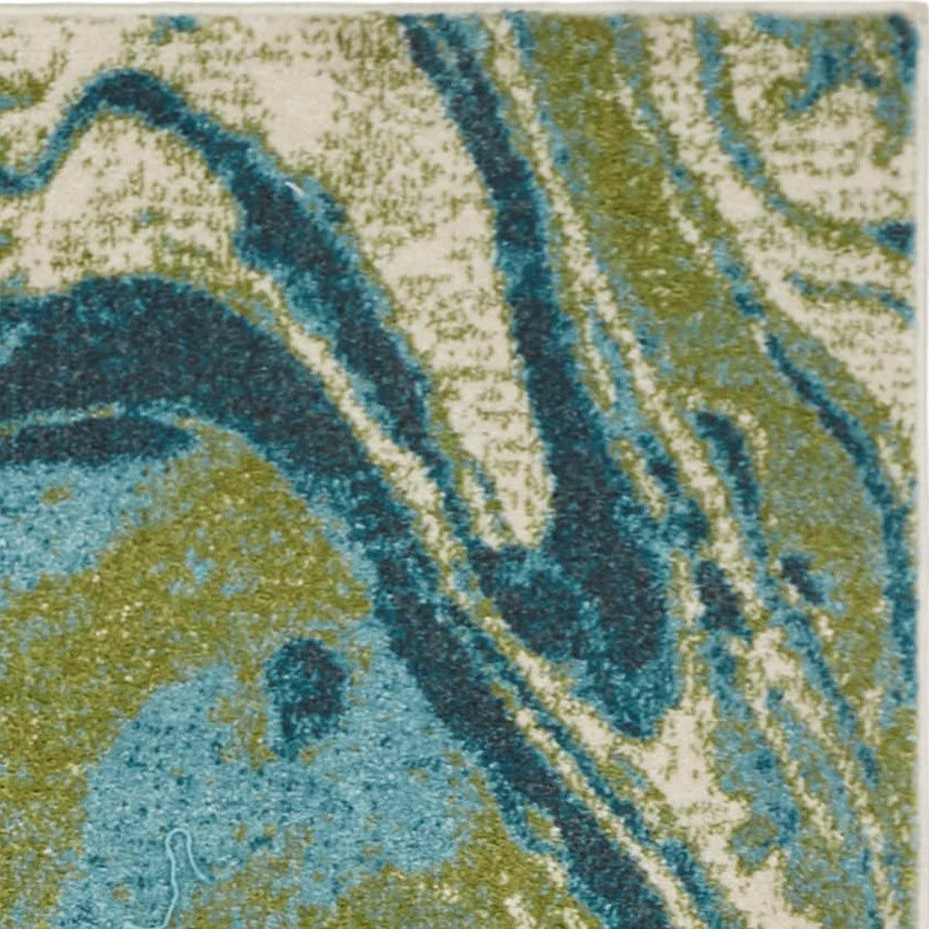 Watercolors Teal Geode Plush Area Rug, 6'7"x9'6"