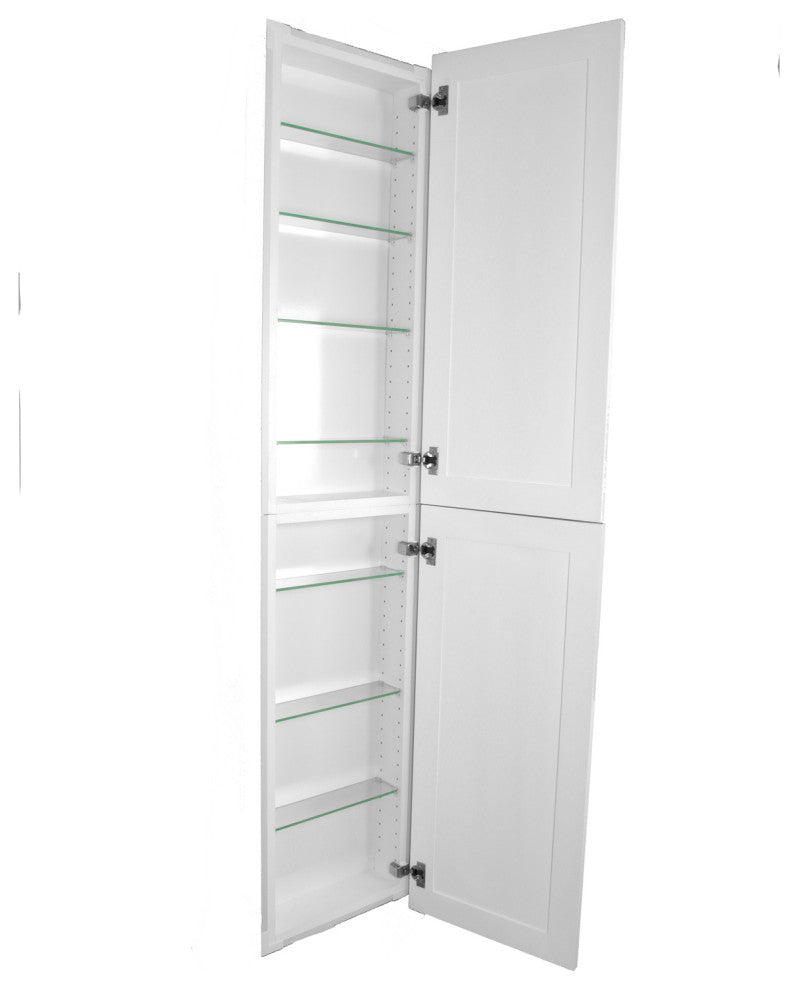 Fruitville Shaker Style Frameless Recessed Wood Pantry Cabinet, 14x56, White Enamel