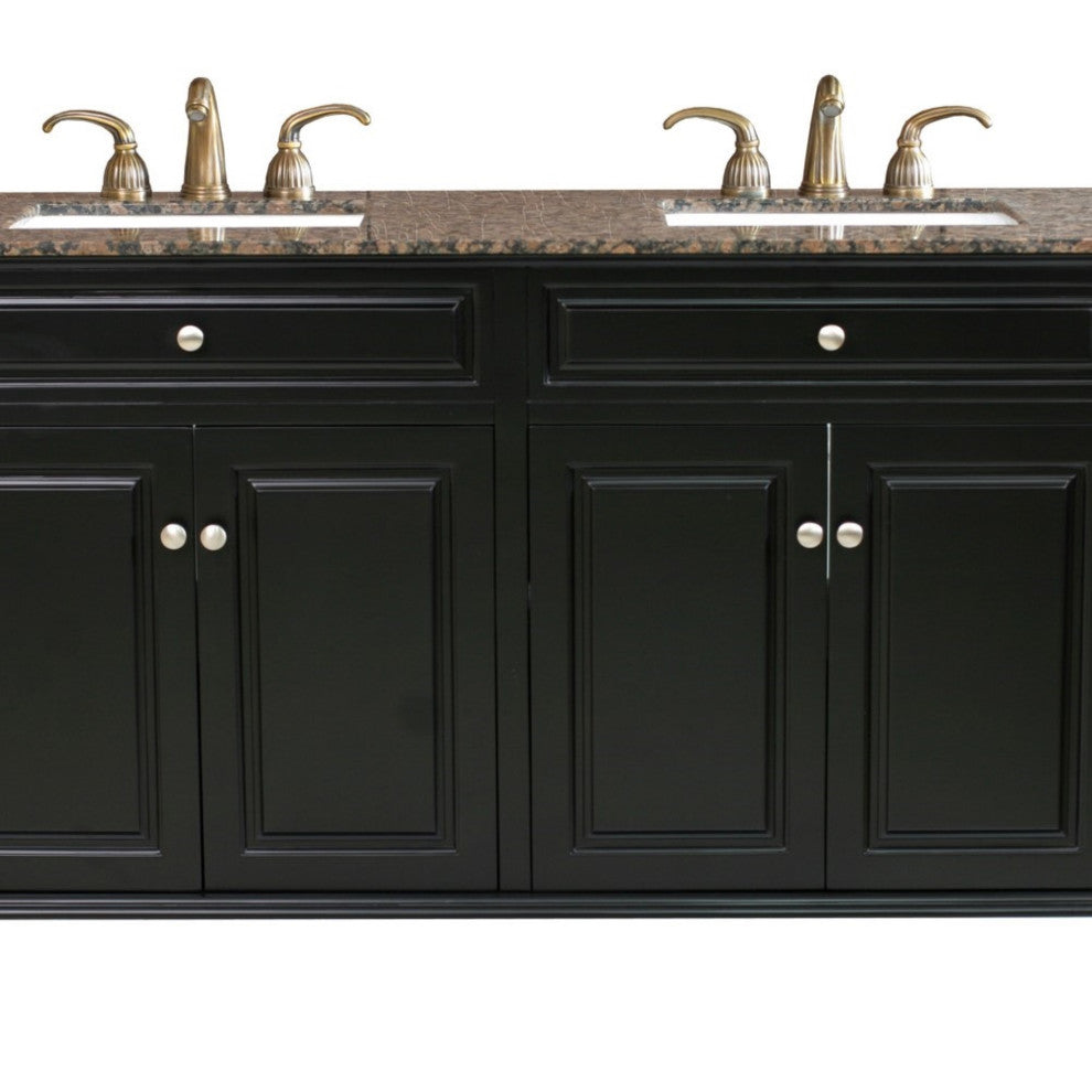 62" Double Sink Vanity-Wood-Ebony
