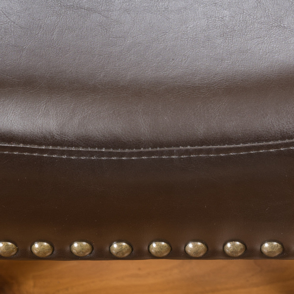 GDF Studio Chantal Backless Leather Stools, Set of 2, Brown, Bar Height