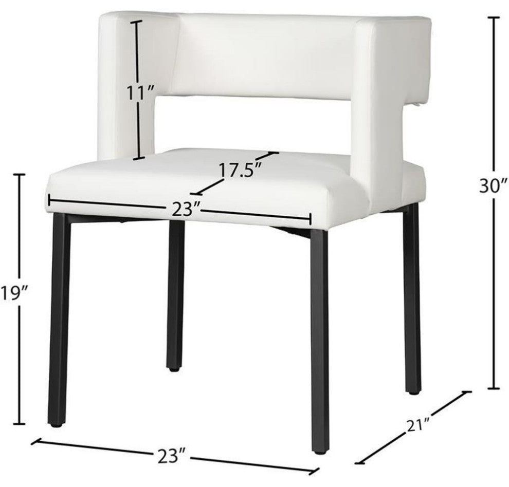 Pemberly Row 19" Modern Faux Leather Dining Chair in White (Set of 2)